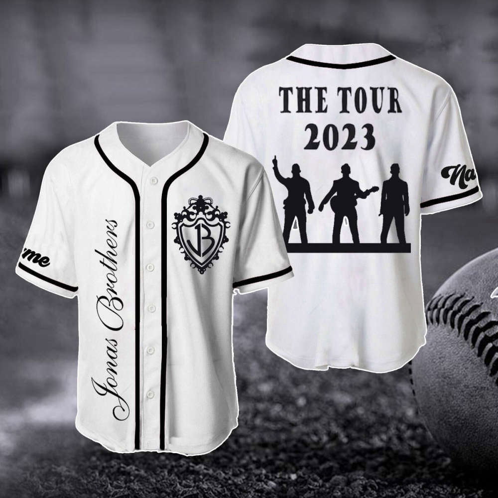 Custom Jonas Brothers The Tour 2023 Baseball Jersey - 5 Album 1 Night Tour Merch - Aopprinter baseball jersey product view 1