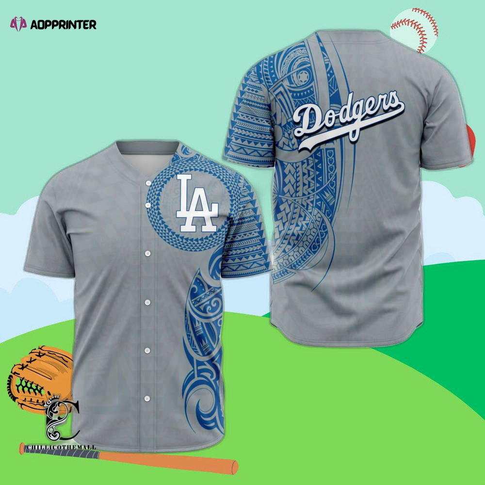 Custom LA Polynesian Printed Baseball Jersey – Personalized Design baseball jersey product view 1