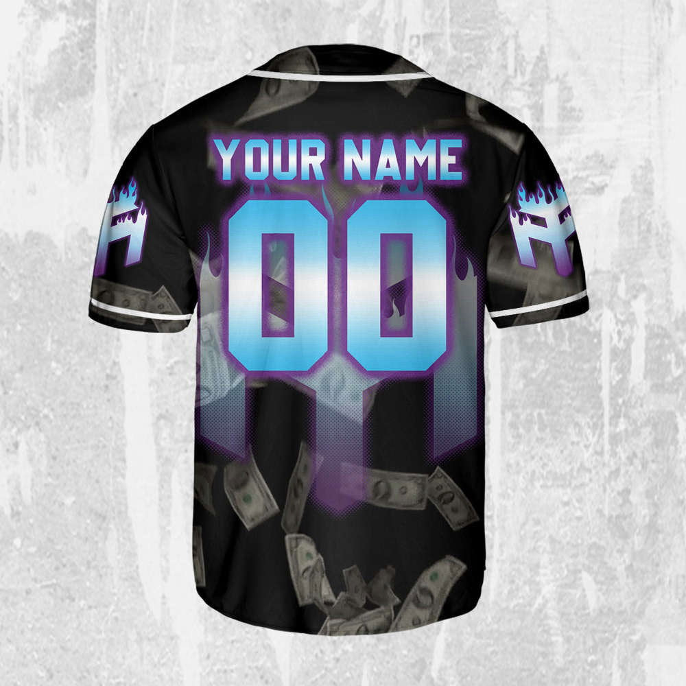 Custom Lil Wayne Flames Baseball Jersey - Personalize Your Young Money Rap Shirt - Aopprinter baseball jersey product view 4