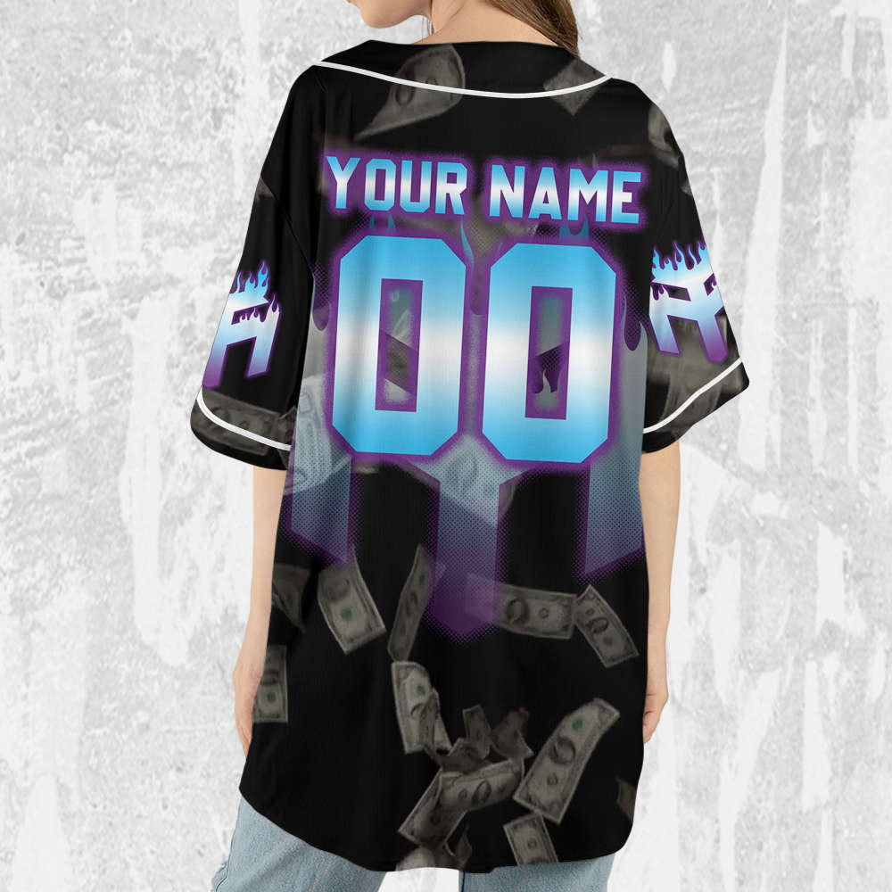Custom Lil Wayne Flames Baseball Jersey – Personalize Your Young Money Rap Shirt baseball jersey product view 5