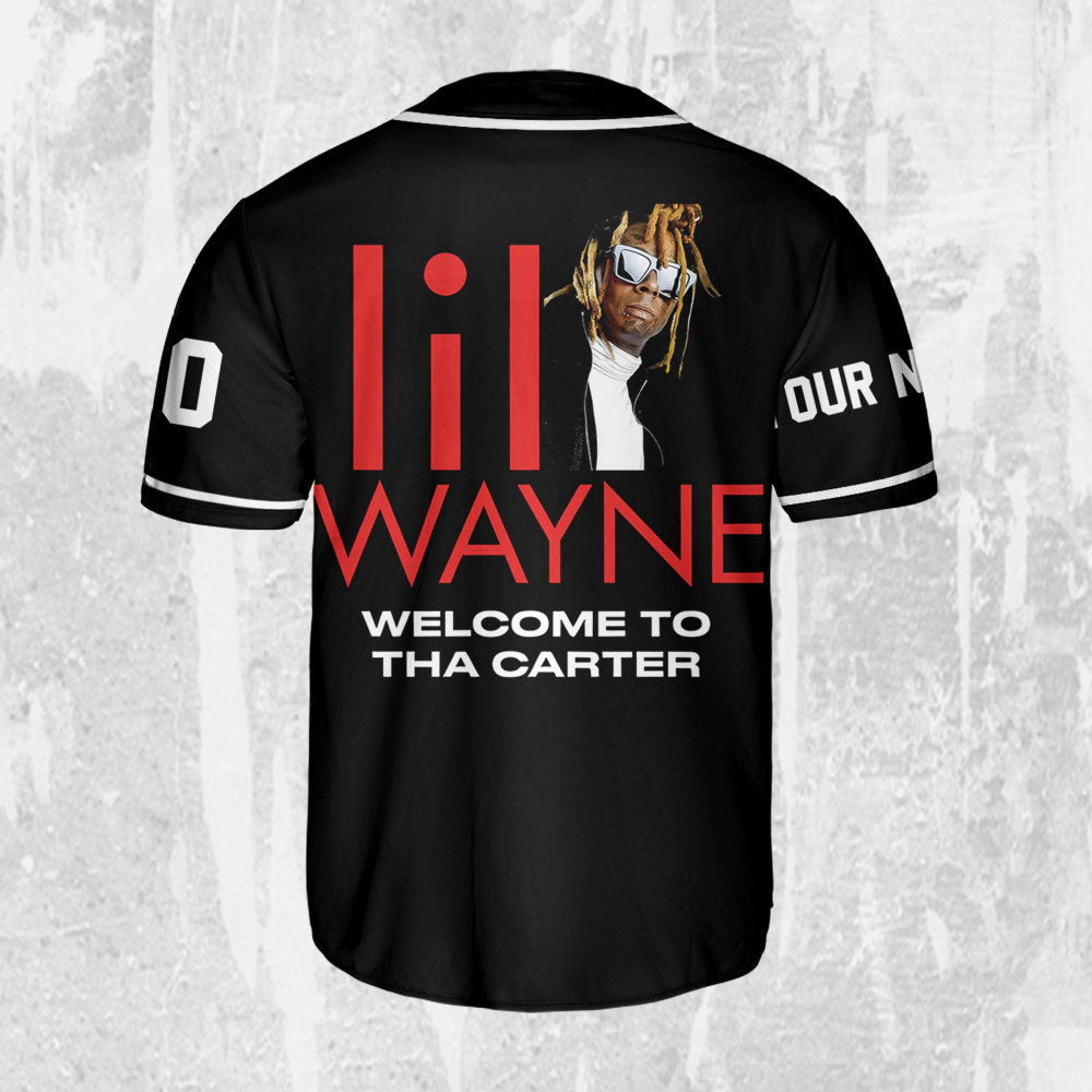 Custom Lil Wayne Welcome to Tha Carter Jersey: Black & Red Baseball Music Shirt - Aopprinter baseball jersey product view 3