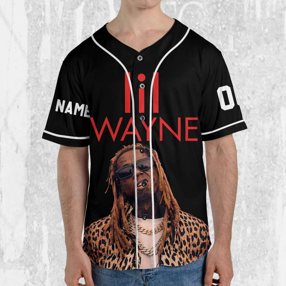 Custom Lil Wayne Welcome to Tha Carter Jersey: Black & Red Baseball Music Shirt - Aopprinter baseball jersey product view 4