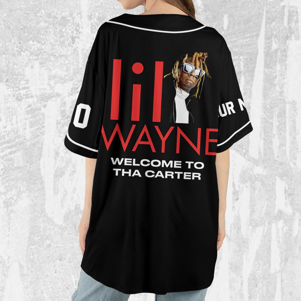 Custom Lil Wayne Welcome to Tha Carter Jersey: Black & Red Baseball Music Shirt - Aopprinter baseball jersey product view 5