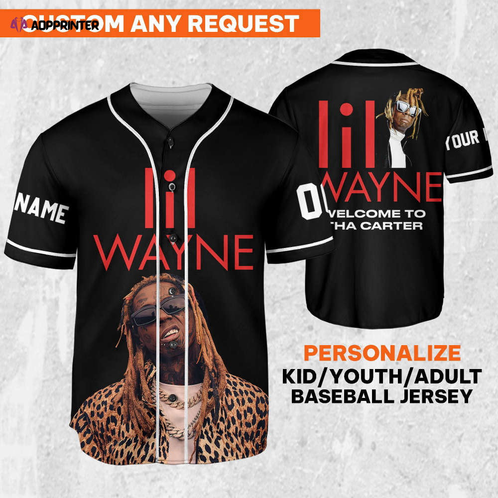 Custom Lil Wayne Welcome to Tha Carter Jersey: Black & Red Baseball Music Shirt - Aopprinter baseball jersey product view 1