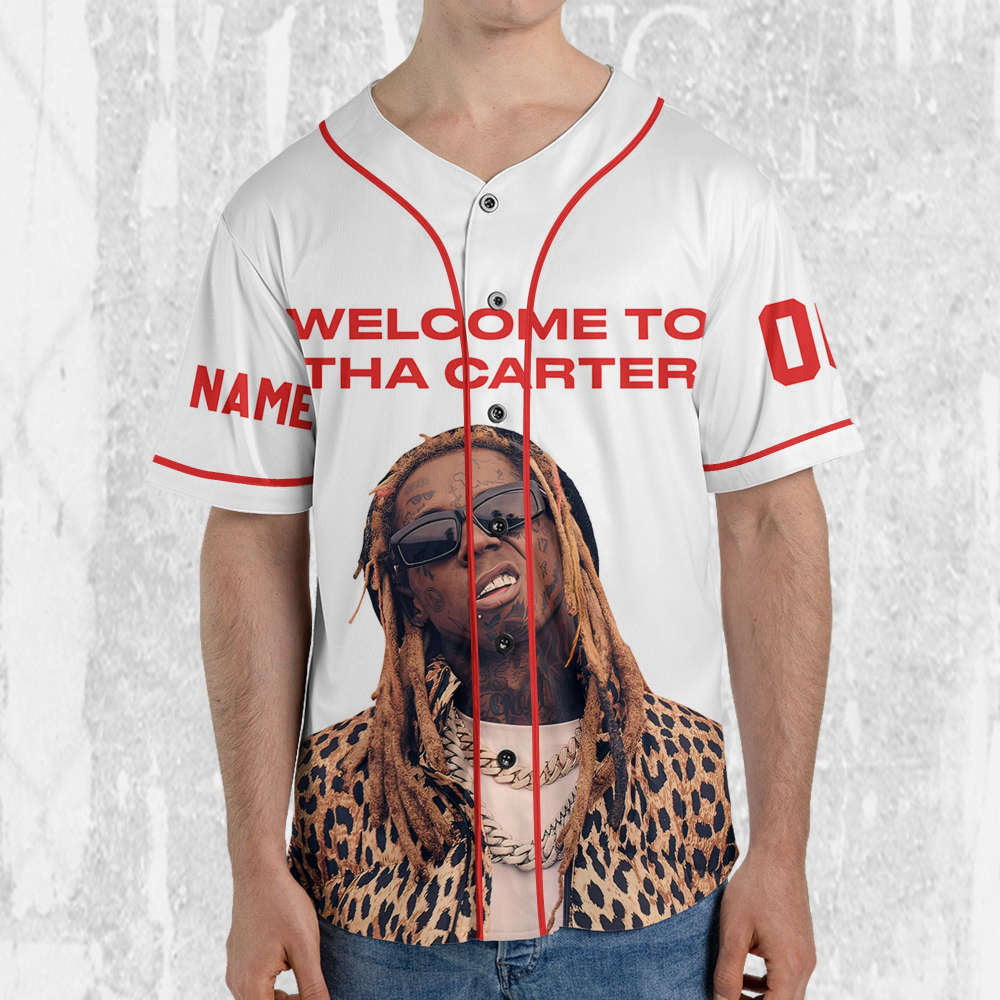 Custom Lil Wayne Welcome to Tha Carter White Jersey - Personalized Rap Shirt & Music Baseball Jersey - Aopprinter baseball jersey product view 5