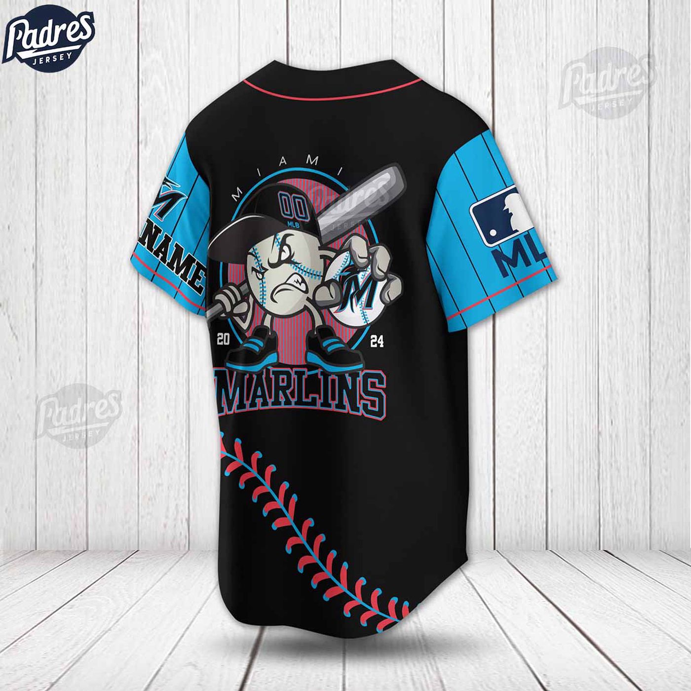 Get Your Custom Miami Marlins MLB Jersey - Perfect for Baseball Fans! - lylyprint.com baseball jersey product view 2