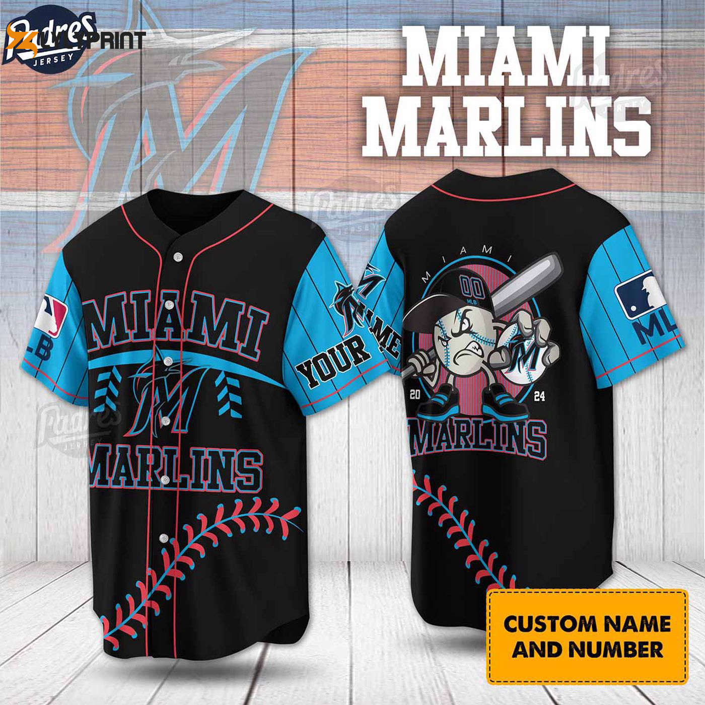Get Your Custom Miami Marlins MLB Jersey - Perfect for Baseball Fans! - lylyprint.com baseball jersey product view 1