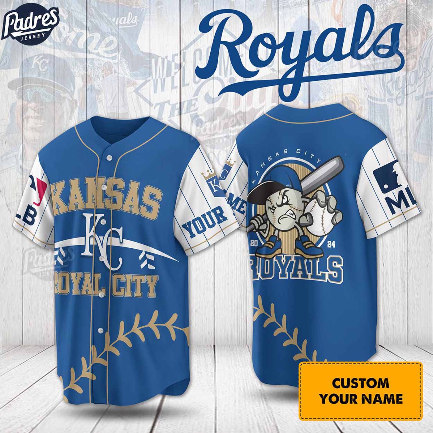 Personalized Kansas City Royals MLB Baseball Jersey - Customizable & Official - Gift for Men Women - lylyprint.com baseball jersey product view 2
