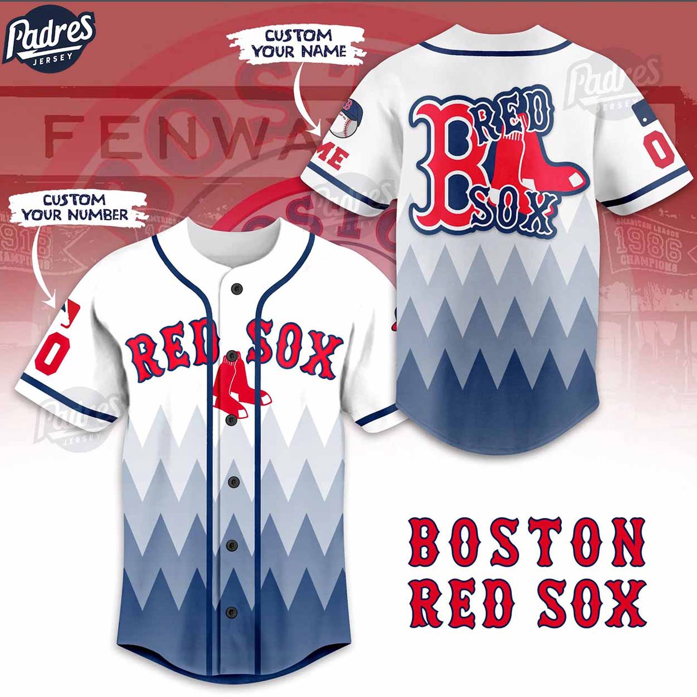 Score Big with Custom MLB Boston Red Sox Baseball Jersey - Personalized Style! - Gift for Men Women - lylyprint.com baseball jersey product view 2