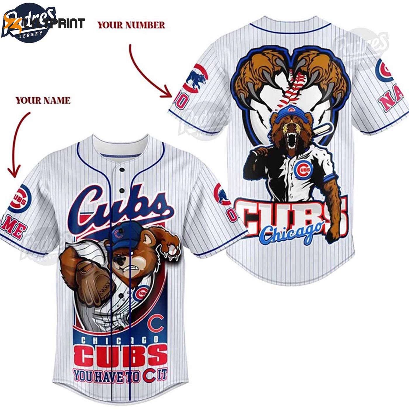 Score Big with Custom MLB Chicago Cubs Baseball Jerseys - Personalized Style for Die-Hard Fans! - lylyprint.com baseball jersey product view 1
