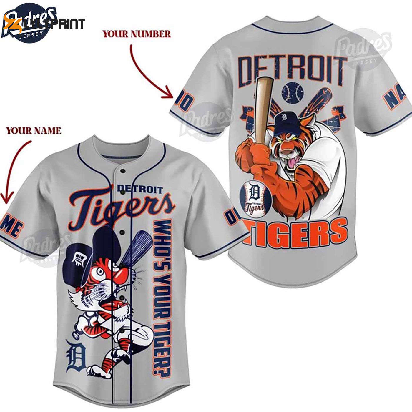 Personalized MLB Detroit Tiger Baseball Jersey - Custom Style for True Fans - Gift for Men Women - lylyprint.com baseball jersey product view 1