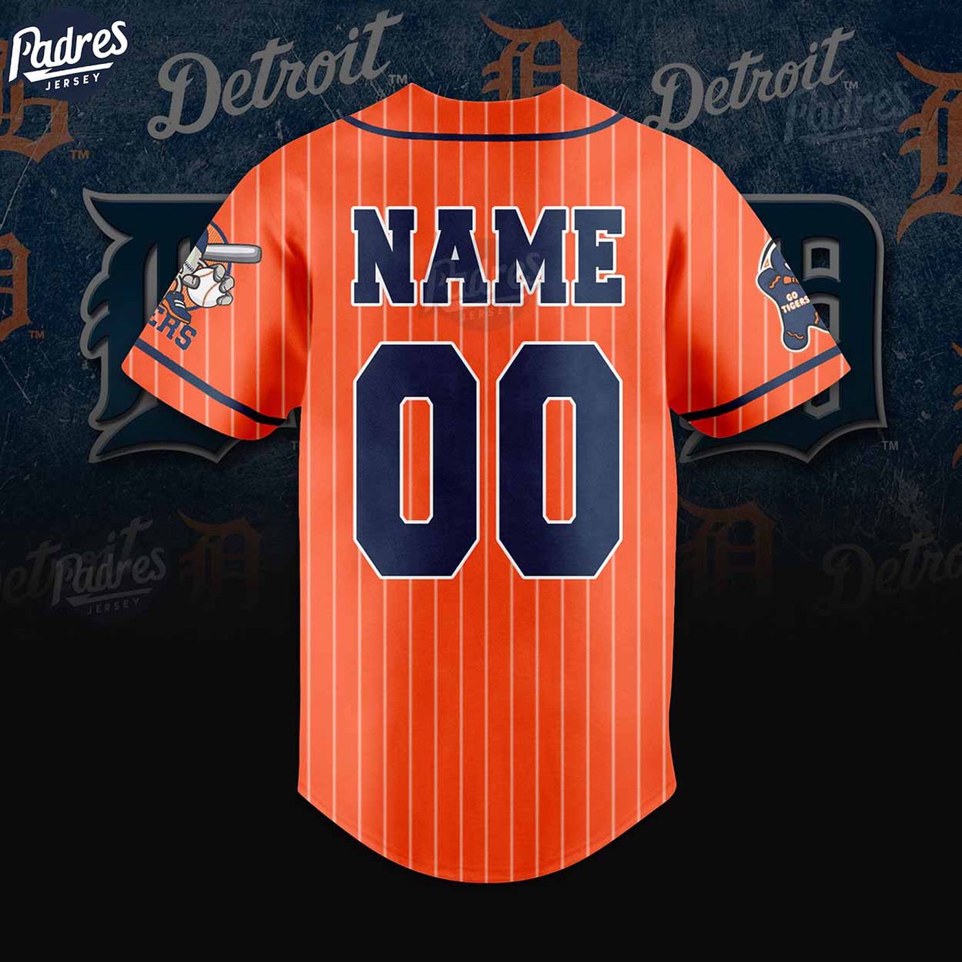 Show Your Tigers Pride with our Custom MLB Detroit Tigers Orange Baseball Jersey! - lylyprint.com baseball jersey product view 2