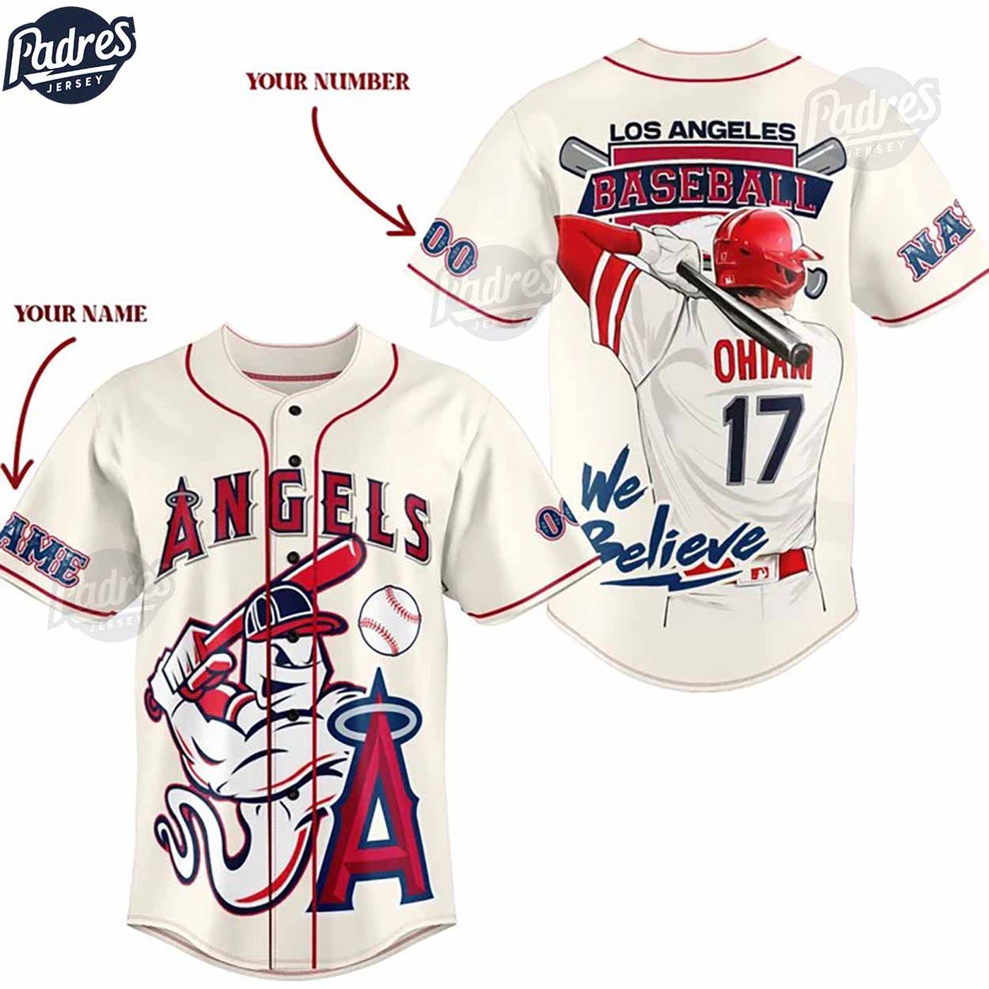 Personalized MLB Los Angeles Angels Baseball Jersey - Custom Style for True Fans - Gift for Men Women - lylyprint.com baseball jersey product view 2