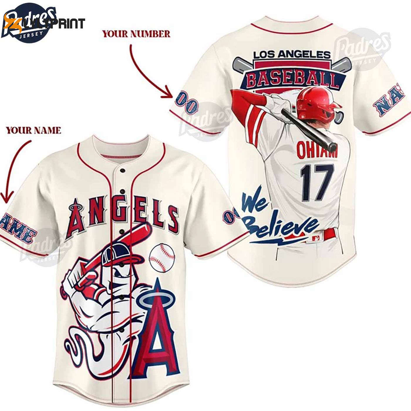 Personalized MLB Los Angeles Angels Baseball Jersey - Custom Style for True Fans - Gift for Men Women - lylyprint.com baseball jersey product view 1