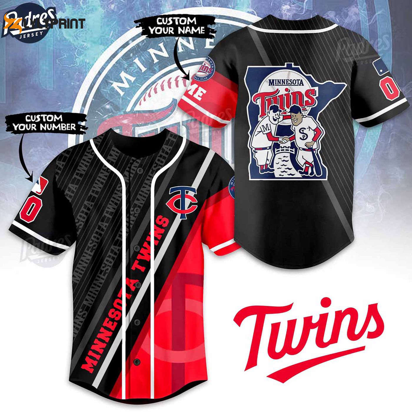 Show Your Team Spirit with Custom Minnesota Twins Black Baseball Jersey - MLB Fan Gear - Gift for Men Women - lylyprint.com baseball jersey product view 1