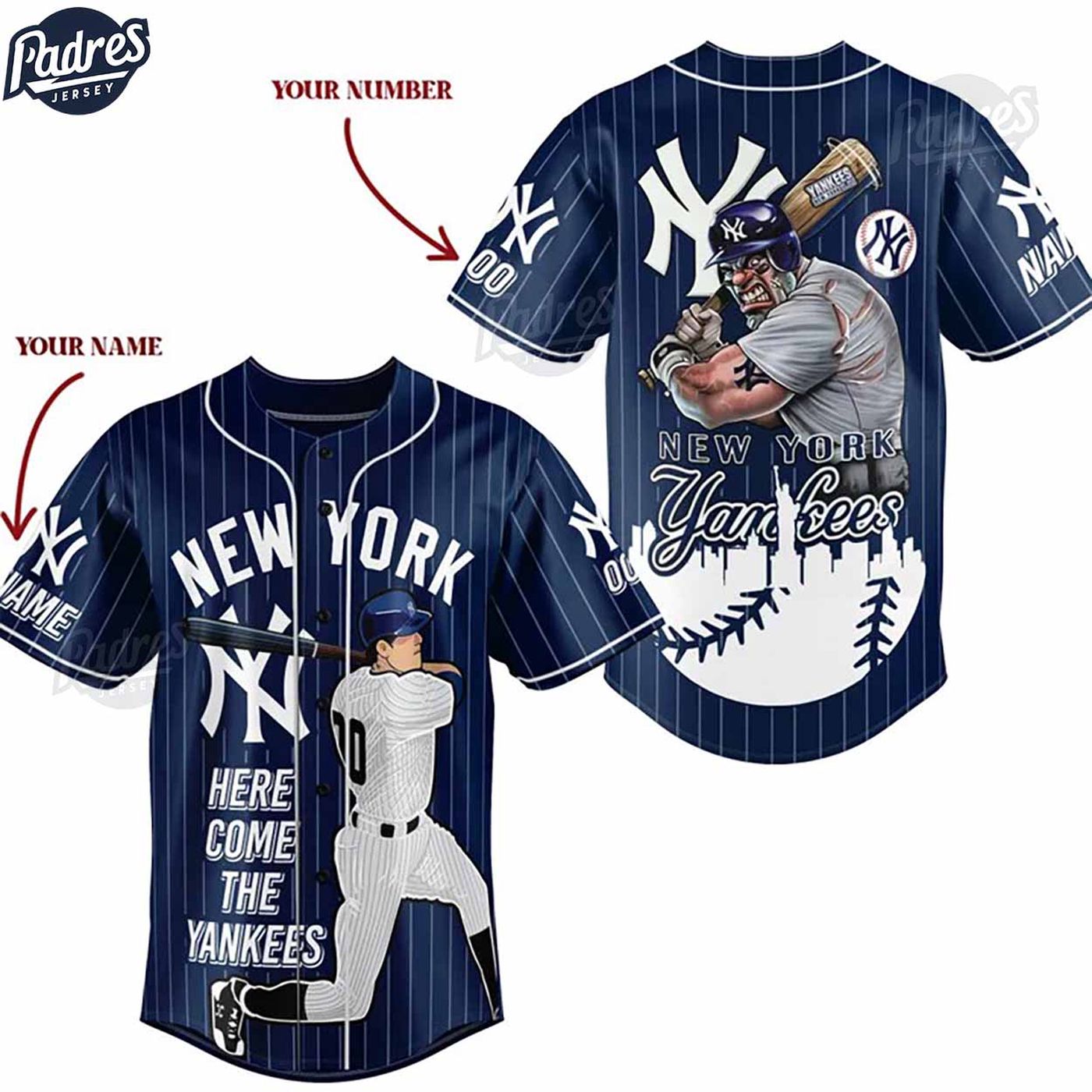 Get Your Custom New York Yankees Baseball Jersey - Authentic MLB Style - Gift for Men Women - lylyprint.com baseball jersey product view 3