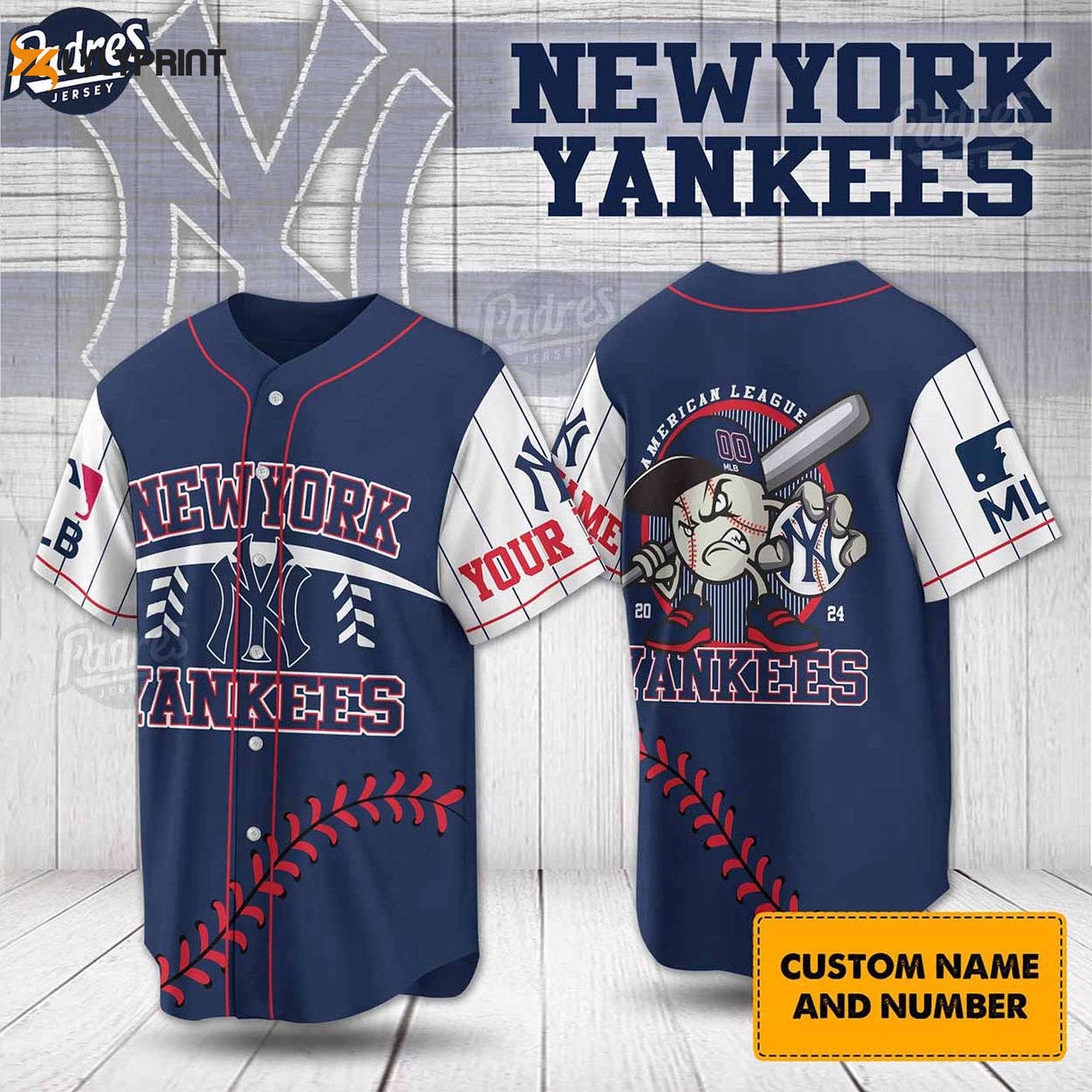 Personalized New York Yankees Baseball Jersey - Custom MLB Uniform for Ultimate Fans - Gift for Men Women - lylyprint.com baseball jersey product view 1