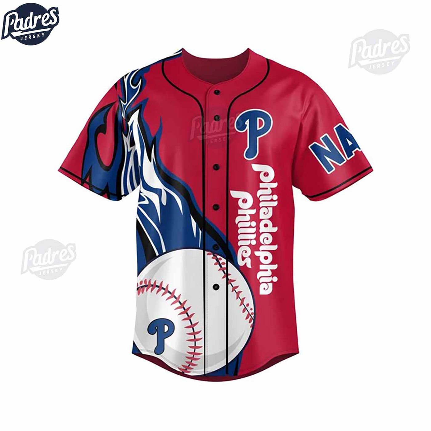 Official Custom Philadelphia Phillies 2024 Red Baseball Jersey - Show Your Support! - Gift for Men Women - lylyprint.com baseball jersey product view 2