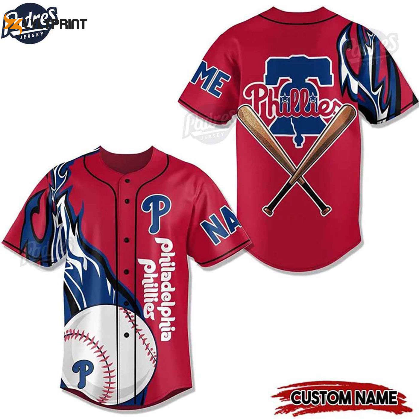 Official Custom Philadelphia Phillies 2024 Red Baseball Jersey - Show Your Support! - Gift for Men Women - lylyprint.com baseball jersey product view 1