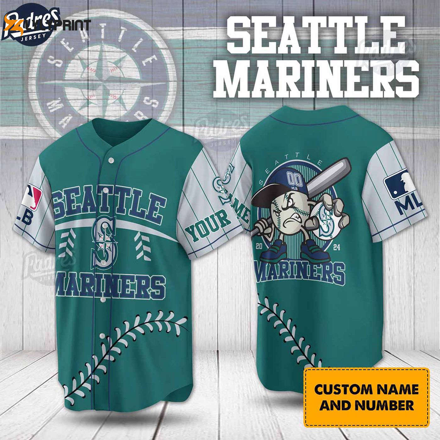 Get Your Custom MLB Seattle Mariners Baseball Jersey - Show Your Team Spirit! - Gift for Men Women - lylyprint.com baseball jersey product view 1