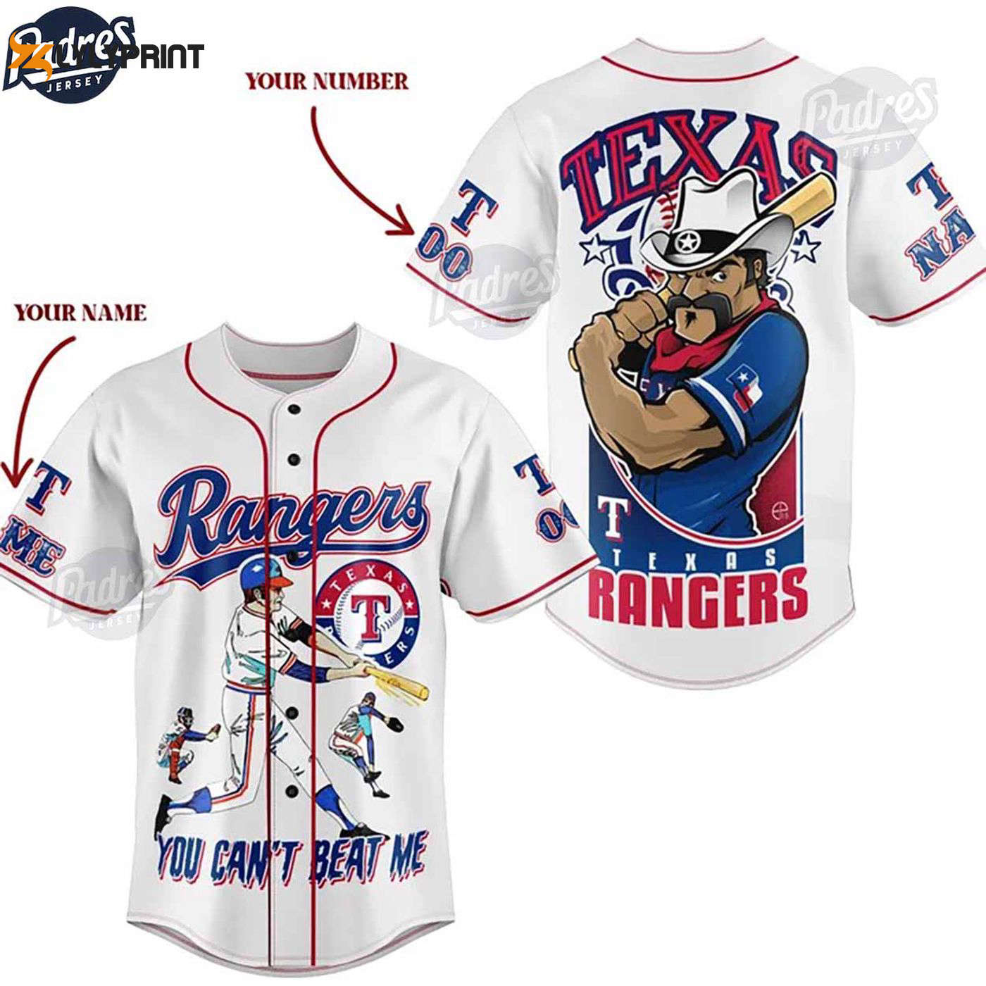 Custom Texas Rangers Baseball Jersey: Personalize Your MLB Style! - lylyprint.com baseball jersey product view 1