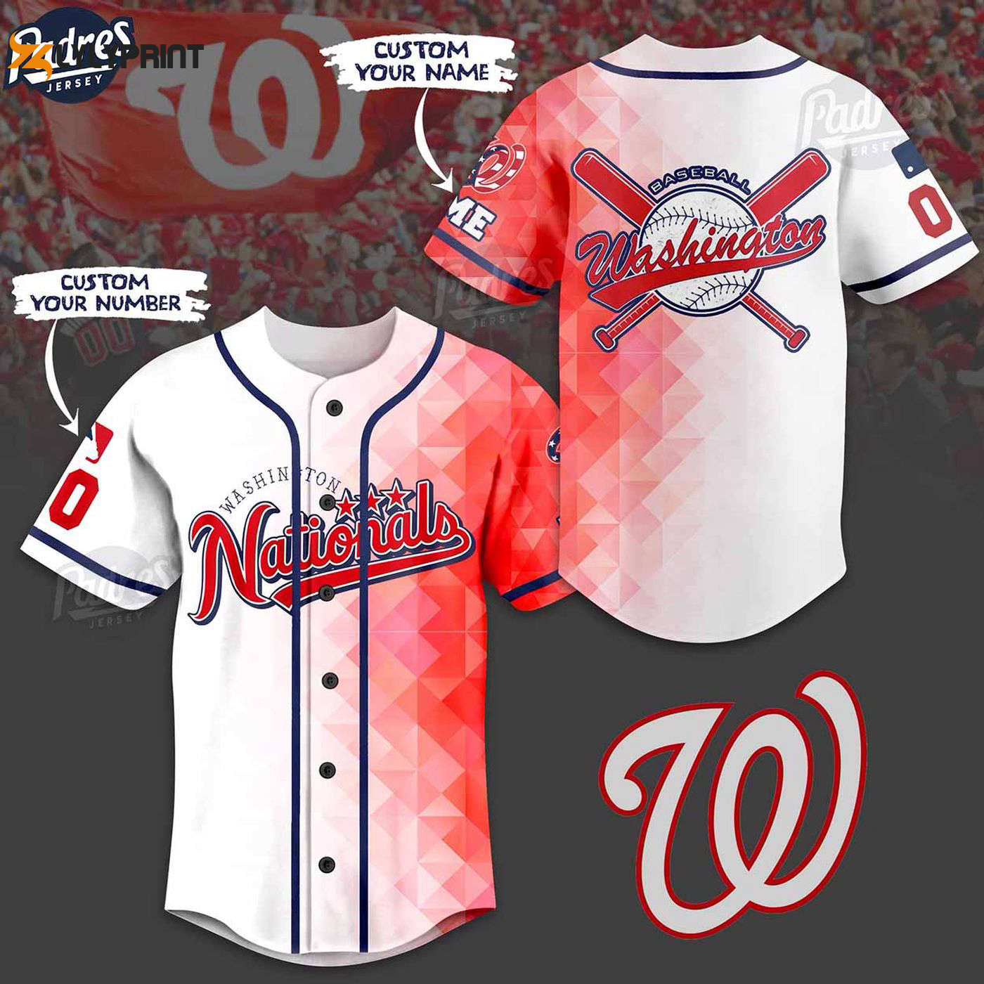 Personalized Washington Nationals MLB Jersey - Show Your Team Pride! - lylyprint.com baseball jersey product view 1