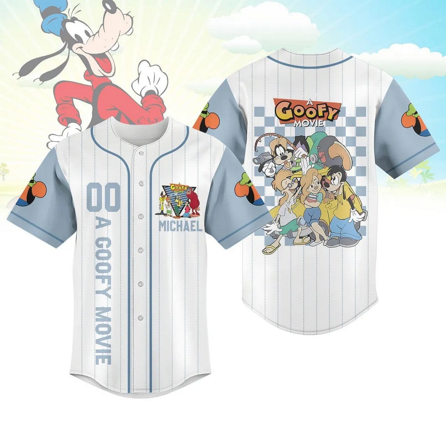 Custom Name A Goofy Movie Characters Baseball Jersey baseball jersey product view 1