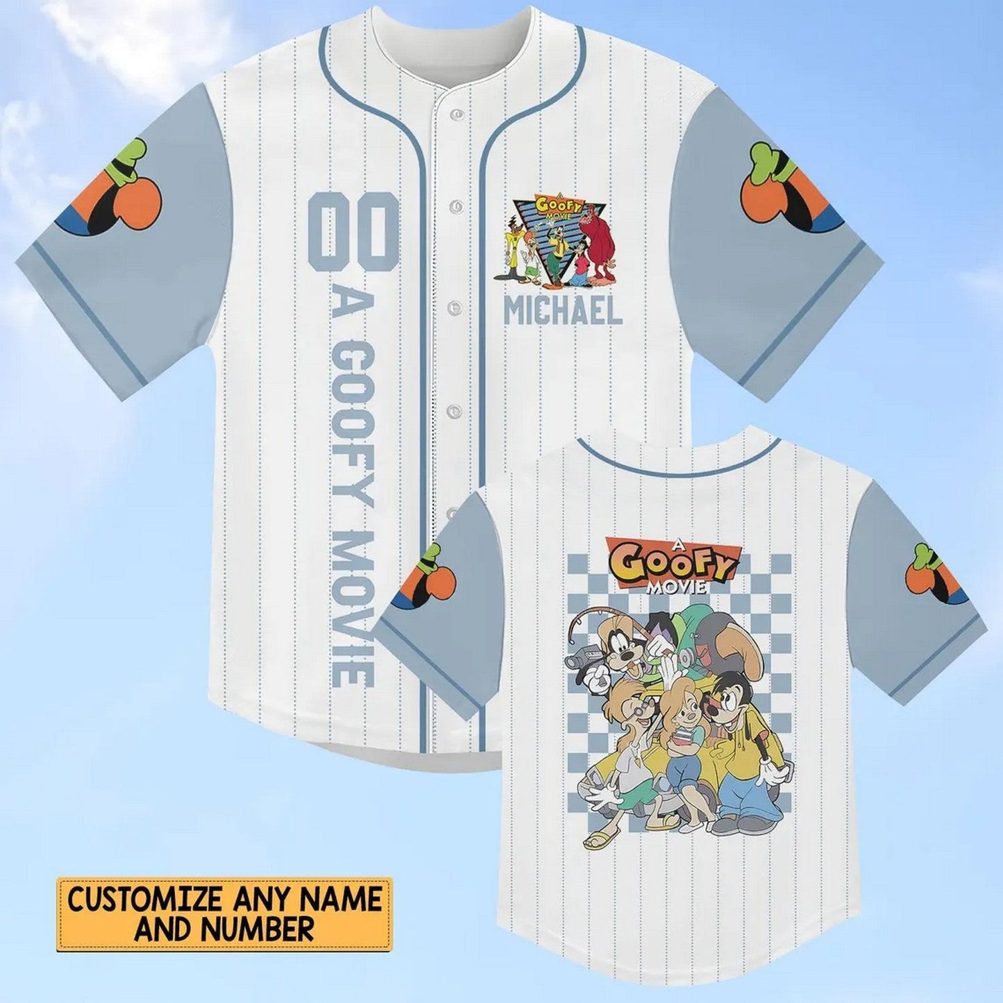 Custom Name A Goofy Movie Characters Baseball Jersey baseball jersey product view 2