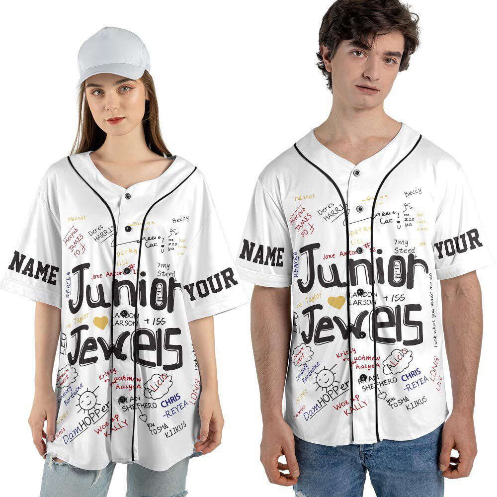 Custom Name And Number Junior Jewels Music Baseball Jersey, You Belong With Me Merch - lylyprint.com baseball jersey product view 4