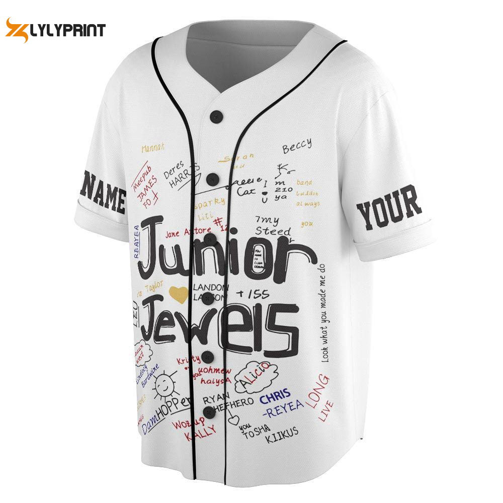 Custom Name And Number Junior Jewels Music Baseball Jersey, You Belong With Me Outfit - lylyprint.com baseball jersey product view 1