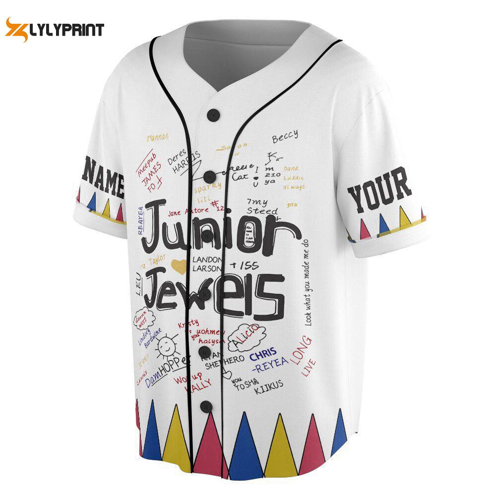 Custom Name And Number Junior Jewels Music Baseball Jersey - lylyprint.com baseball jersey product view 1