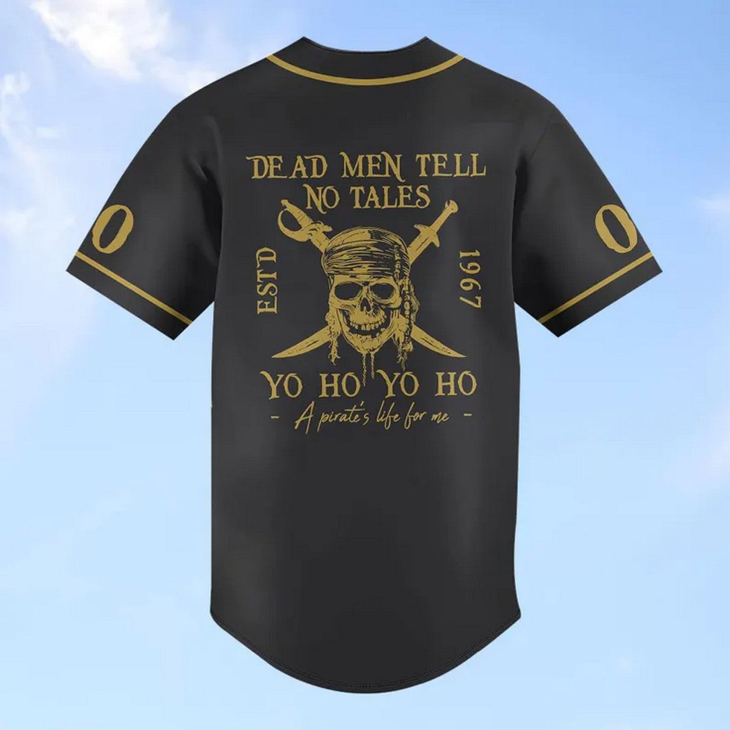 Custom Name And Number Pirates Of The Caribbean Dead Men Tell No Tales Black Baseball Jersey baseball jersey product view 4