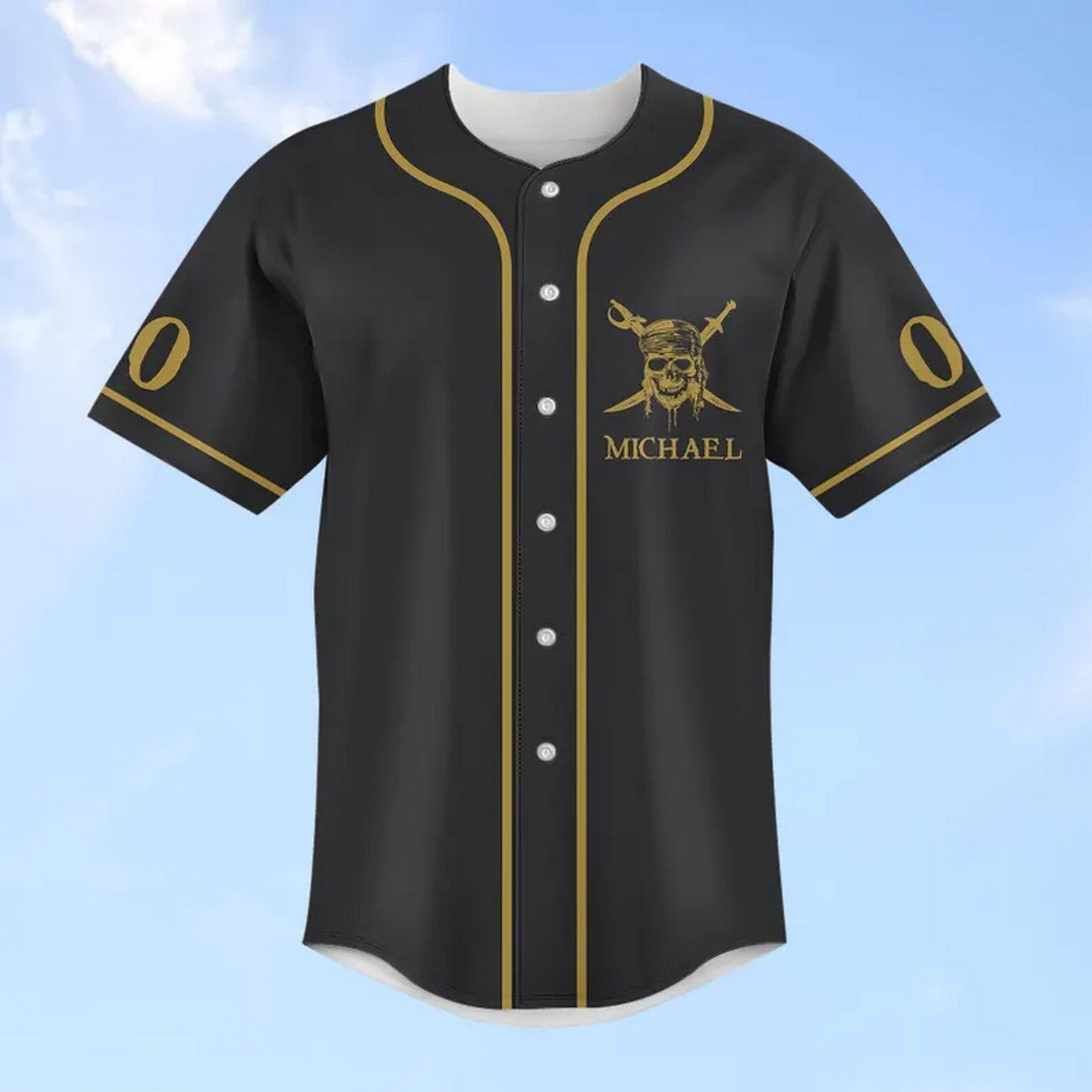 Custom Name And Number Pirates Of The Caribbean Dead Men Tell No Tales Black Baseball Jersey baseball jersey product view 3