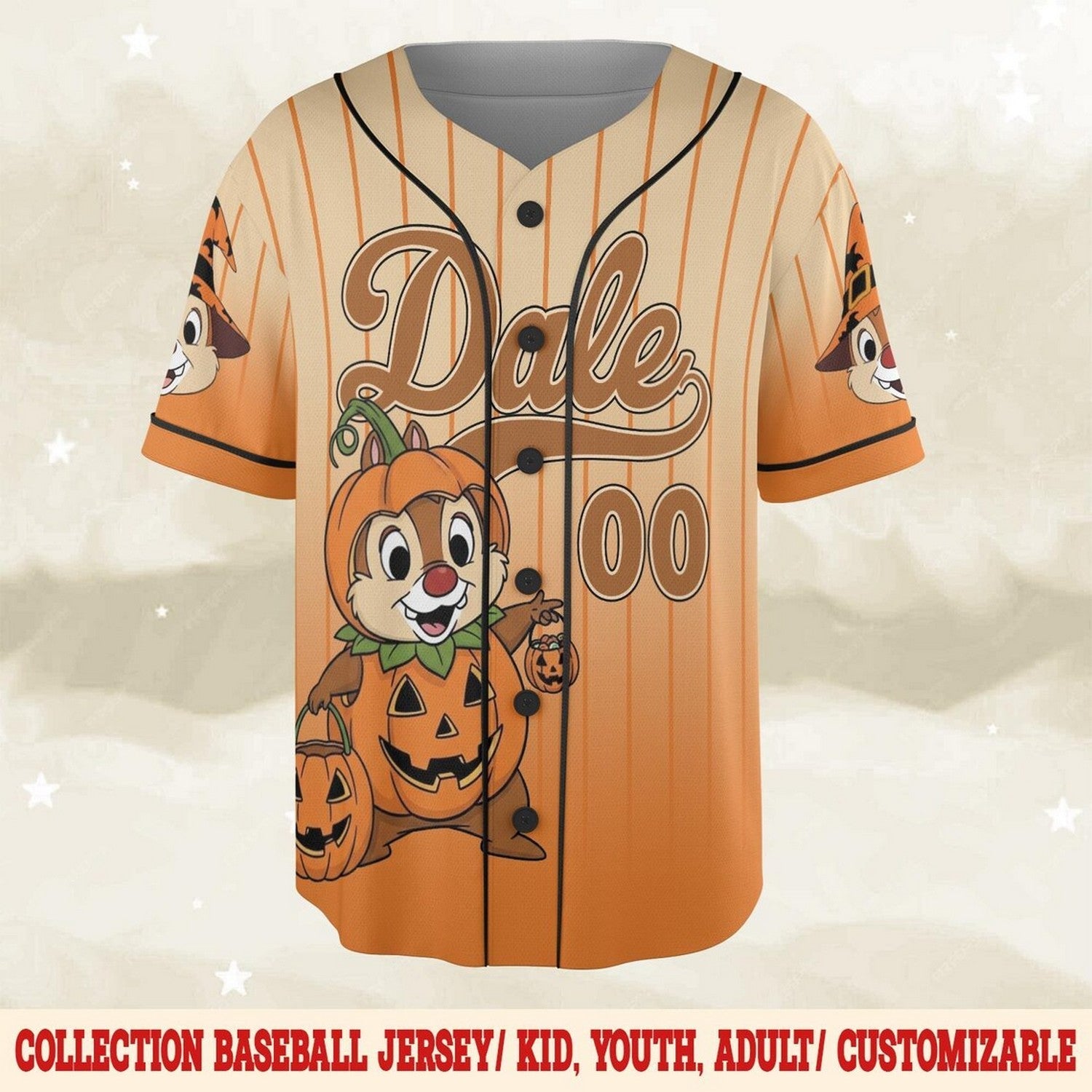 Custom Name Chip And Dale Halloween Baseball Jersey baseball jersey product view 1