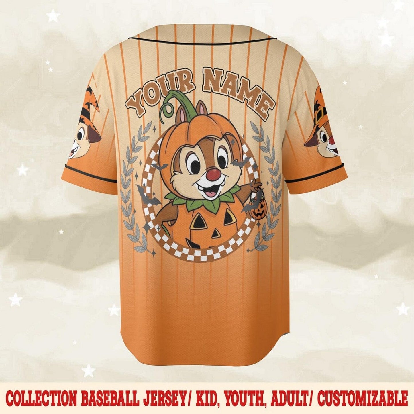 Custom Name Chip And Dale Halloween Baseball Jersey baseball jersey product view 2