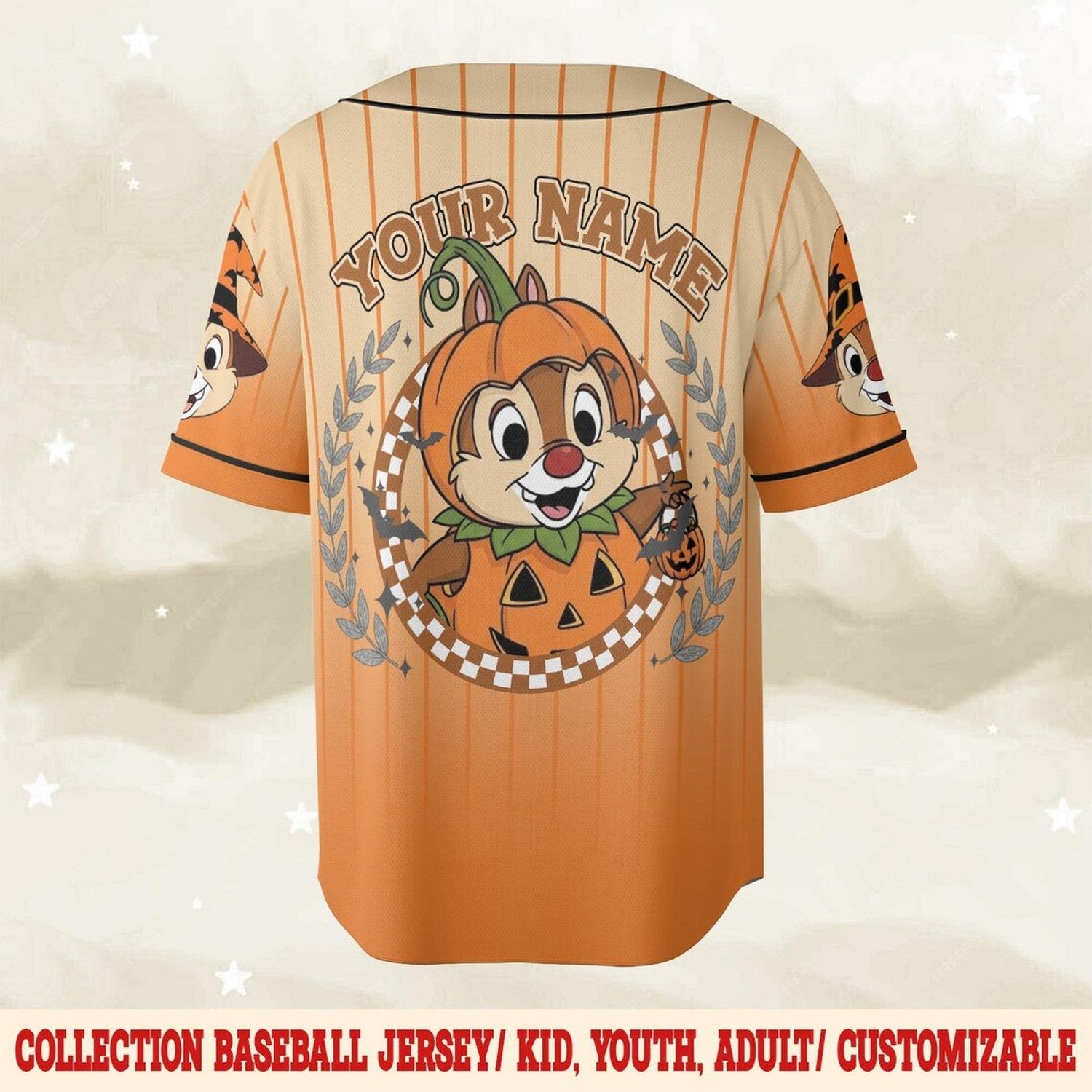 Custom Name Chip And Dale Halloween Baseball Jersey baseball jersey product view 2