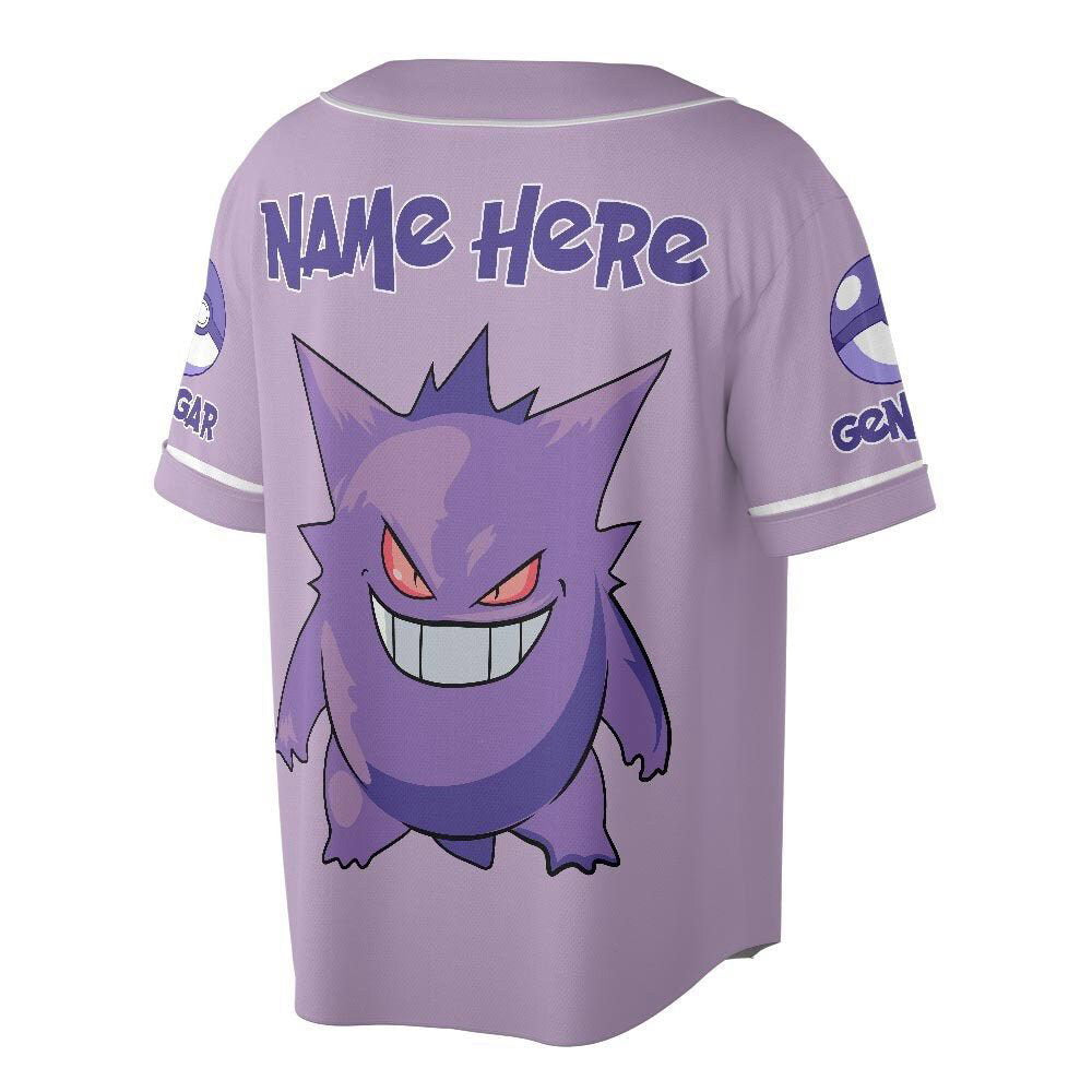 Custom Name Gengar Unisex Baseball Jersey - lylyprint.com baseball jersey product view 3