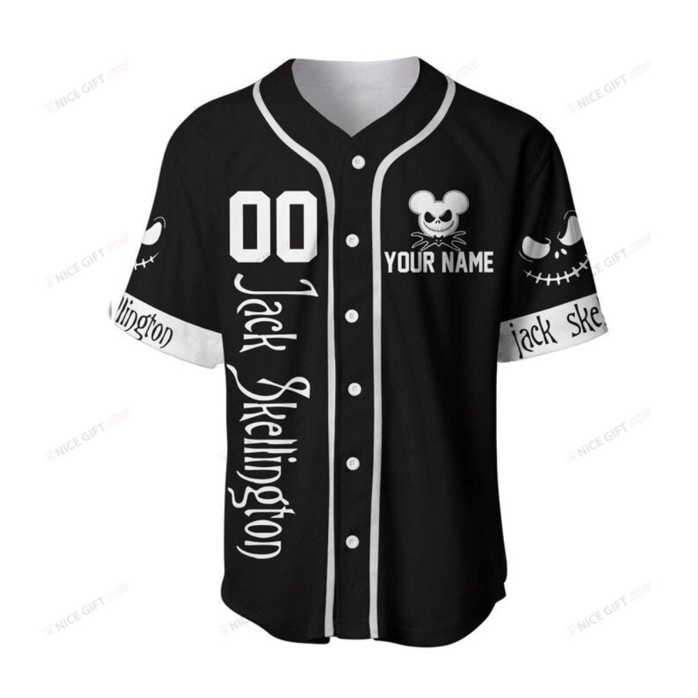 Custom Name Jack Skellington Baseball Jersey: Nightmare Before Christmas Apparel baseball jersey product view 3