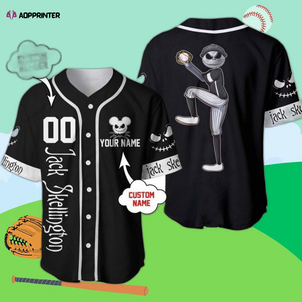 Custom Name Jack Skellington Baseball Jersey: Nightmare Before Christmas Apparel baseball jersey product view 1
