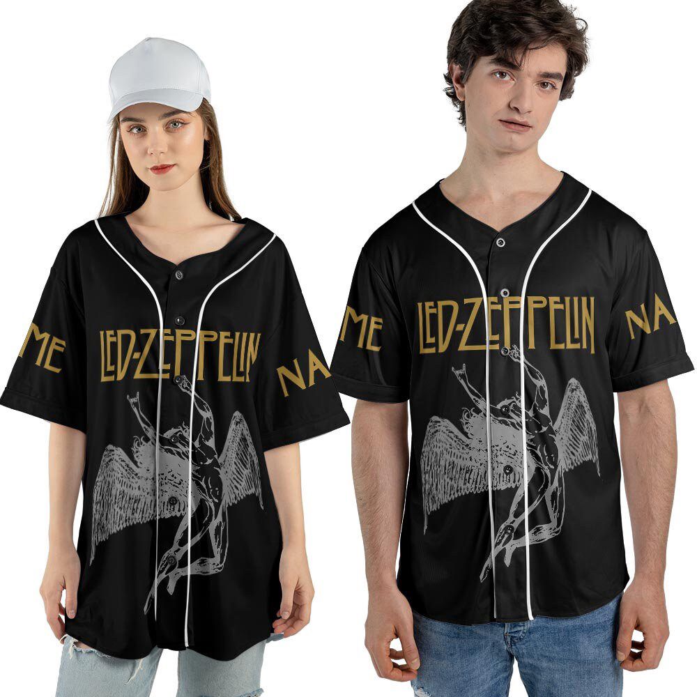 Custom Name LED ZPELIN Rock Band Baseball Jersey - lylyprint.com baseball jersey product view 3