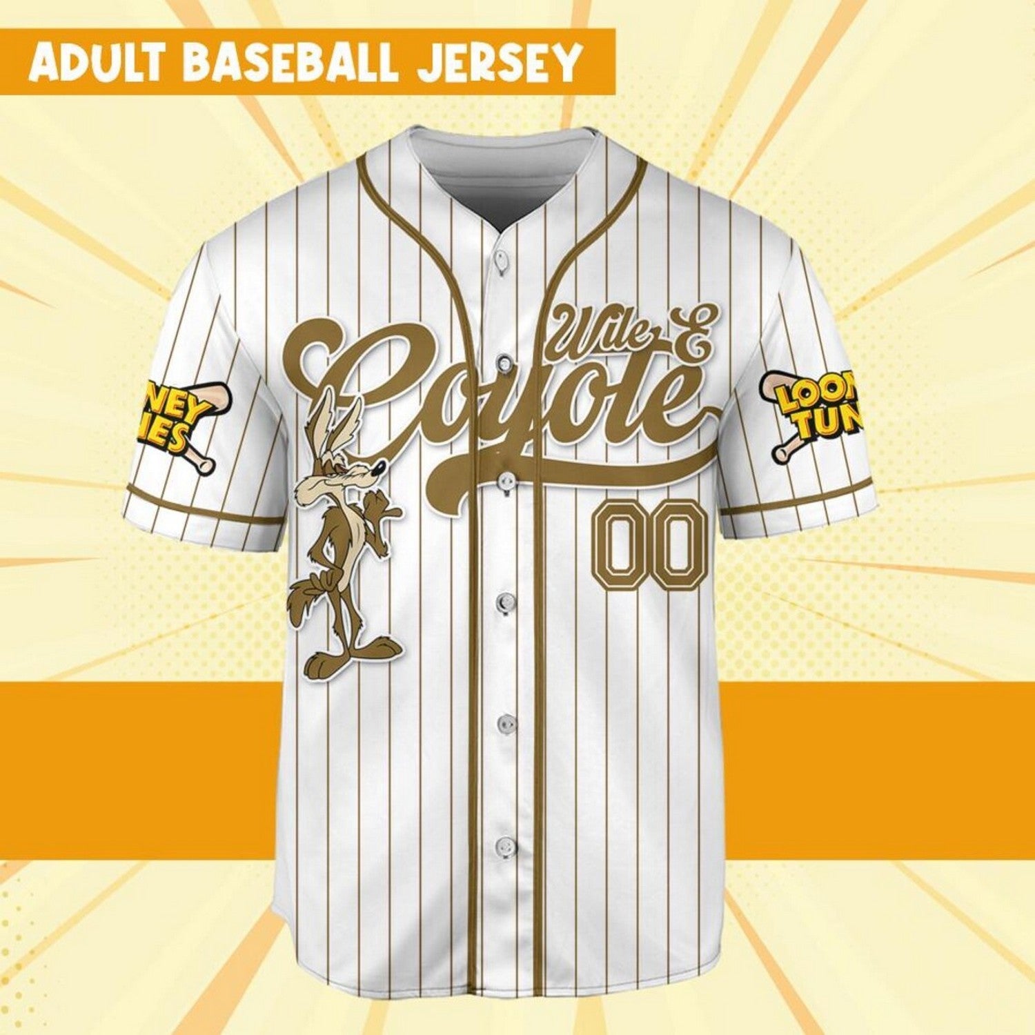 Custom Name Looney Wile E Coyete Simple Baseball Jersey baseball jersey product view 3