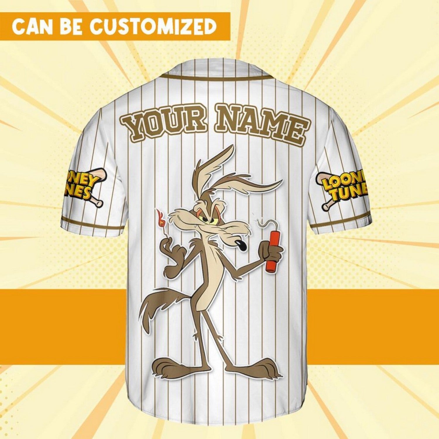 Custom Name Looney Wile E Coyete Simple Baseball Jersey baseball jersey product view 4