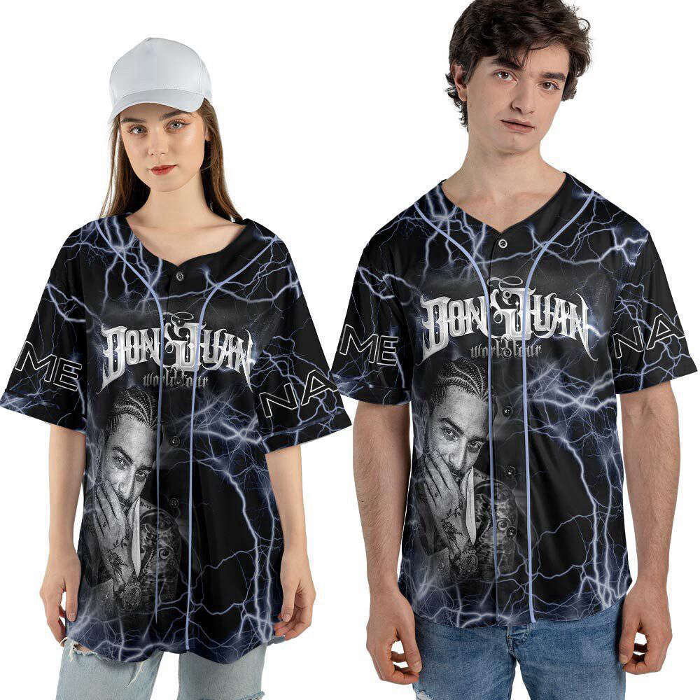 Custom Name Maluma 2023 Tour Baseball Jersey - lylyprint.com baseball jersey product view 2