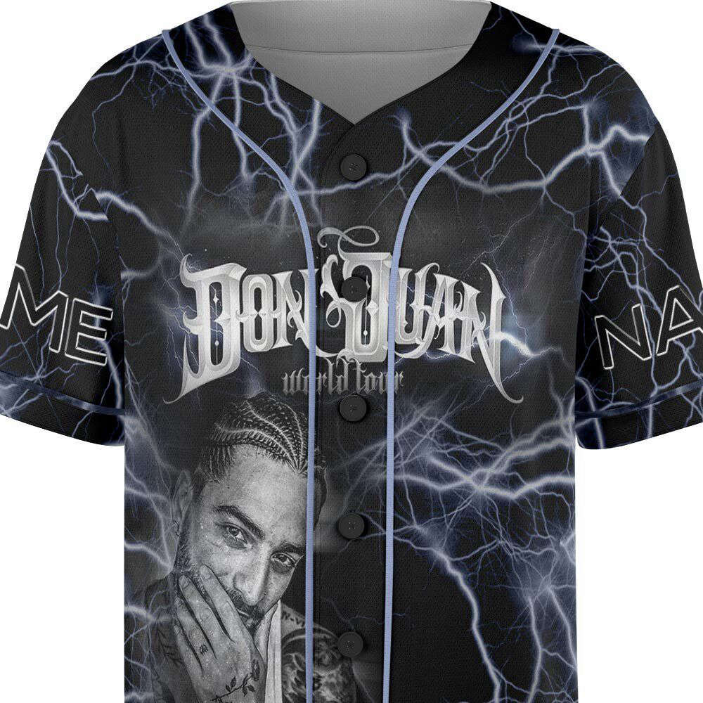 Custom Name Maluma 2023 Tour Baseball Jersey - lylyprint.com baseball jersey product view 3