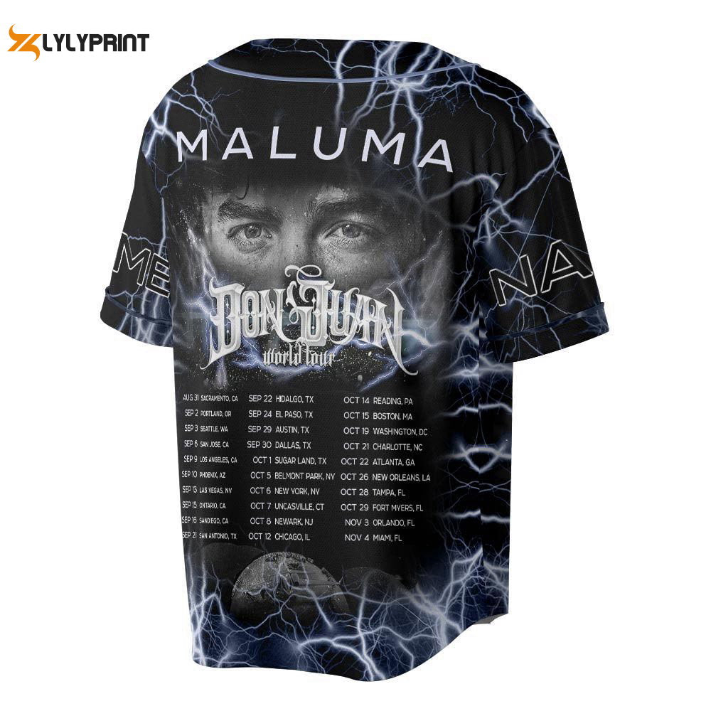 Custom Name Maluma 2023 Tour Baseball Jersey - lylyprint.com baseball jersey product view 1