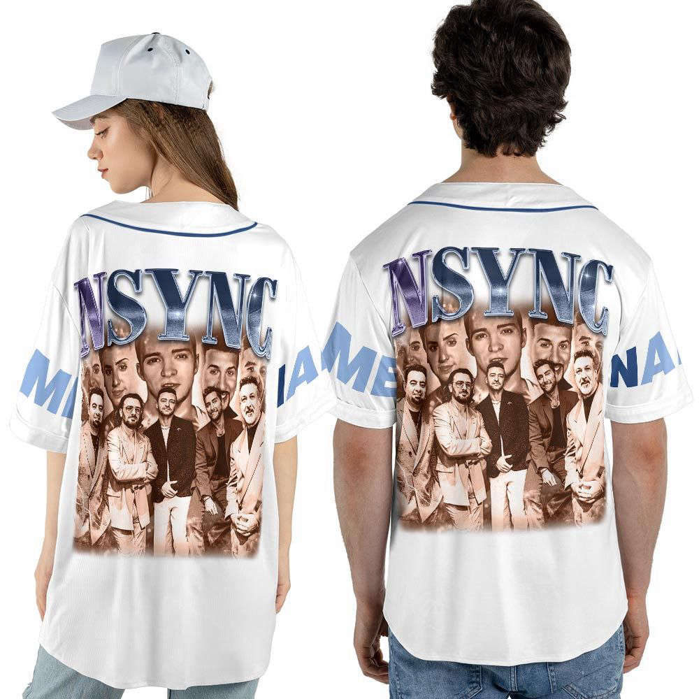 Custom Name NSYNC 2023 Baseball Jersey, NSYNC Boy Band Forever Christmas - lylyprint.com baseball jersey product view 2