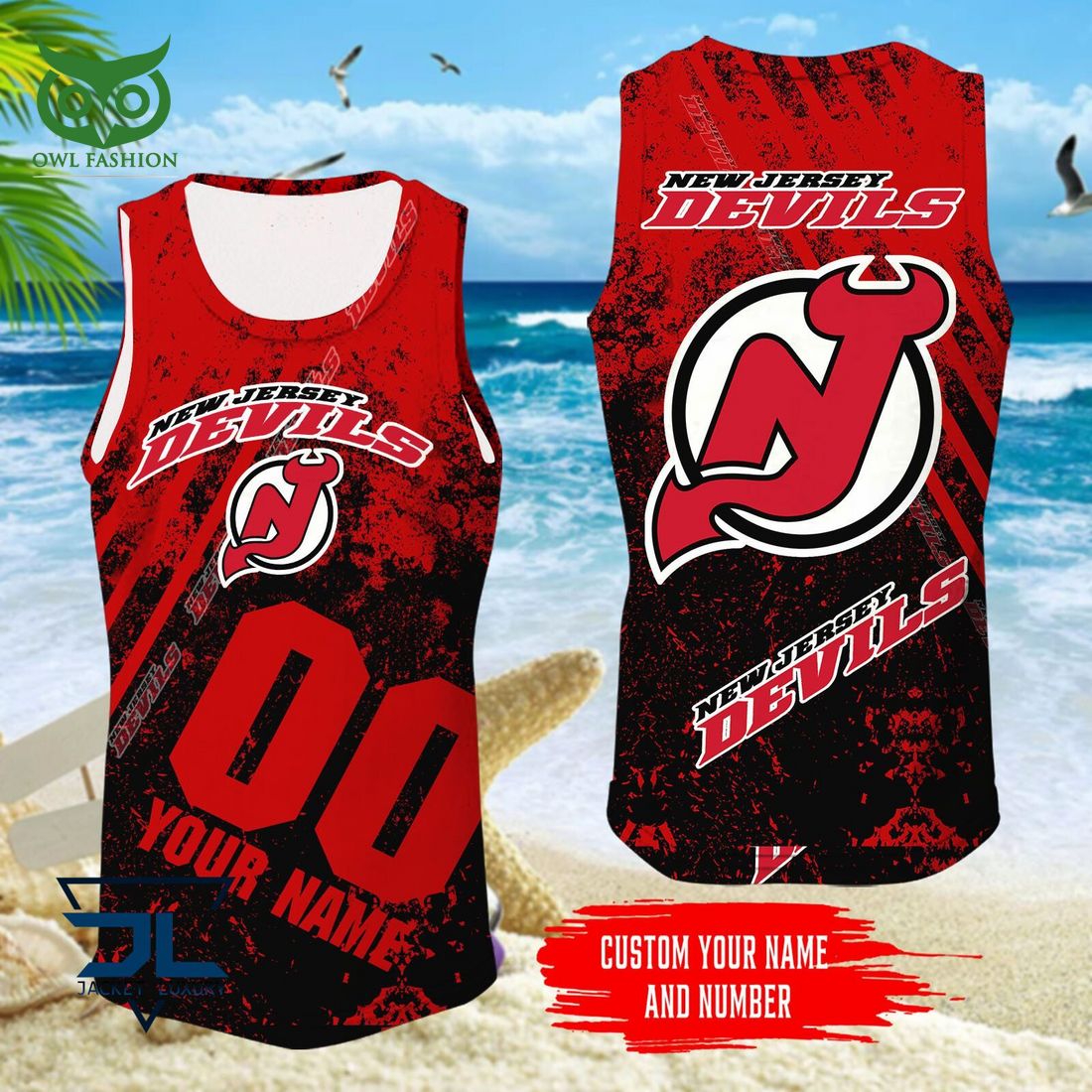 Custom Name Number New Jersey Devils NHL Hawaiian Shirt hockey jersey product view 3