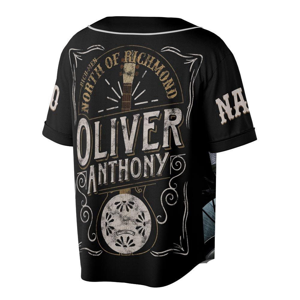 Custom Name Oliver Anthony Baseball Jersey, Rich Men North Of Richmond Country Music Lover - lylyprint.com baseball jersey product view 2