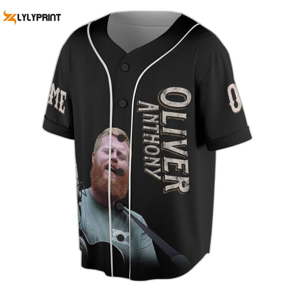 Custom Name Oliver Anthony Baseball Jersey, Rich Men North Of Richmond Country Music Lover - lylyprint.com baseball jersey product view 1
