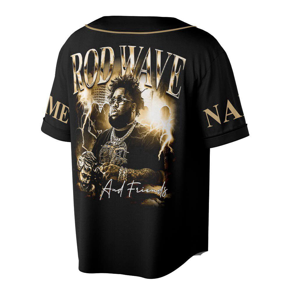 Custom Name Rod Wave 2023 Tour Baseball Jersey, Nostalgia And Friends Concert Tickets - lylyprint.com baseball jersey product view 2